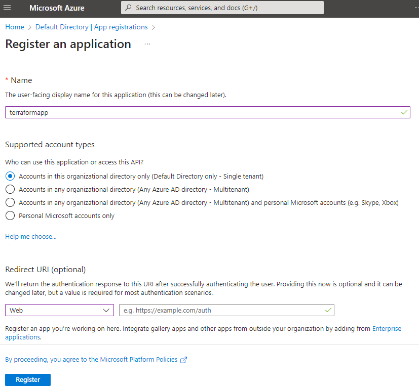 Azure AD app registration