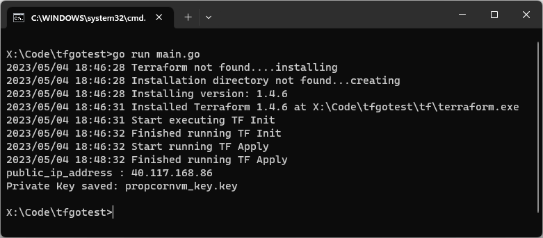 Terraform automation output