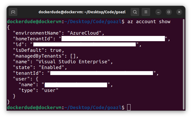 az account show command