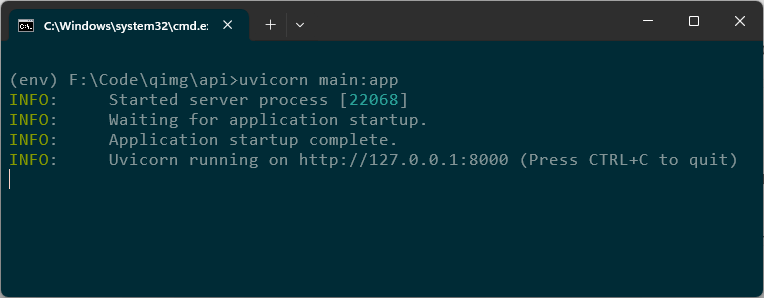 FastAPI running