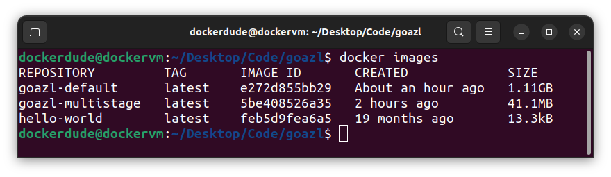 Docker image size comparison