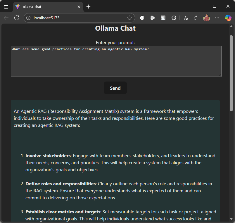 Ollama web chat interface